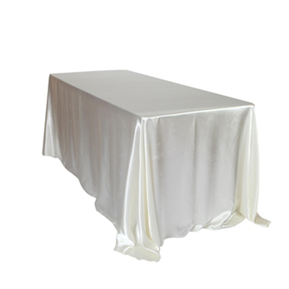 Plain Banquet Table Cover Wedding Rectangular Silk Satin Table Cloth