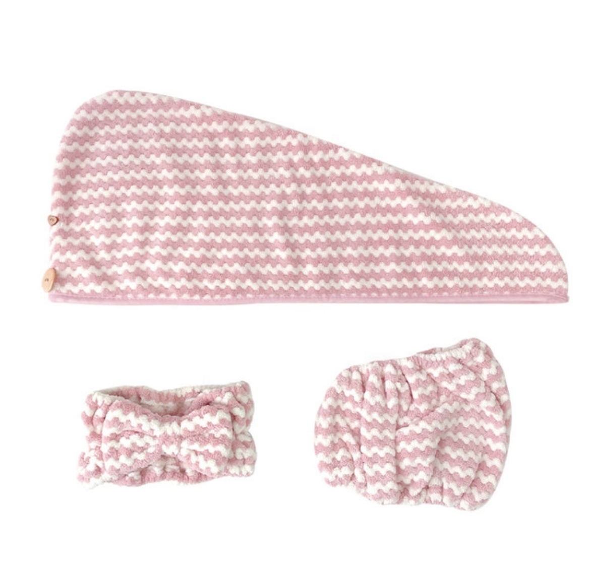 3 Pieces Set Soft Fluffy Strong Water Absorption Turban Bowtie Hair Band Mom and Me Quick Dry Hair Cap Hair Towel