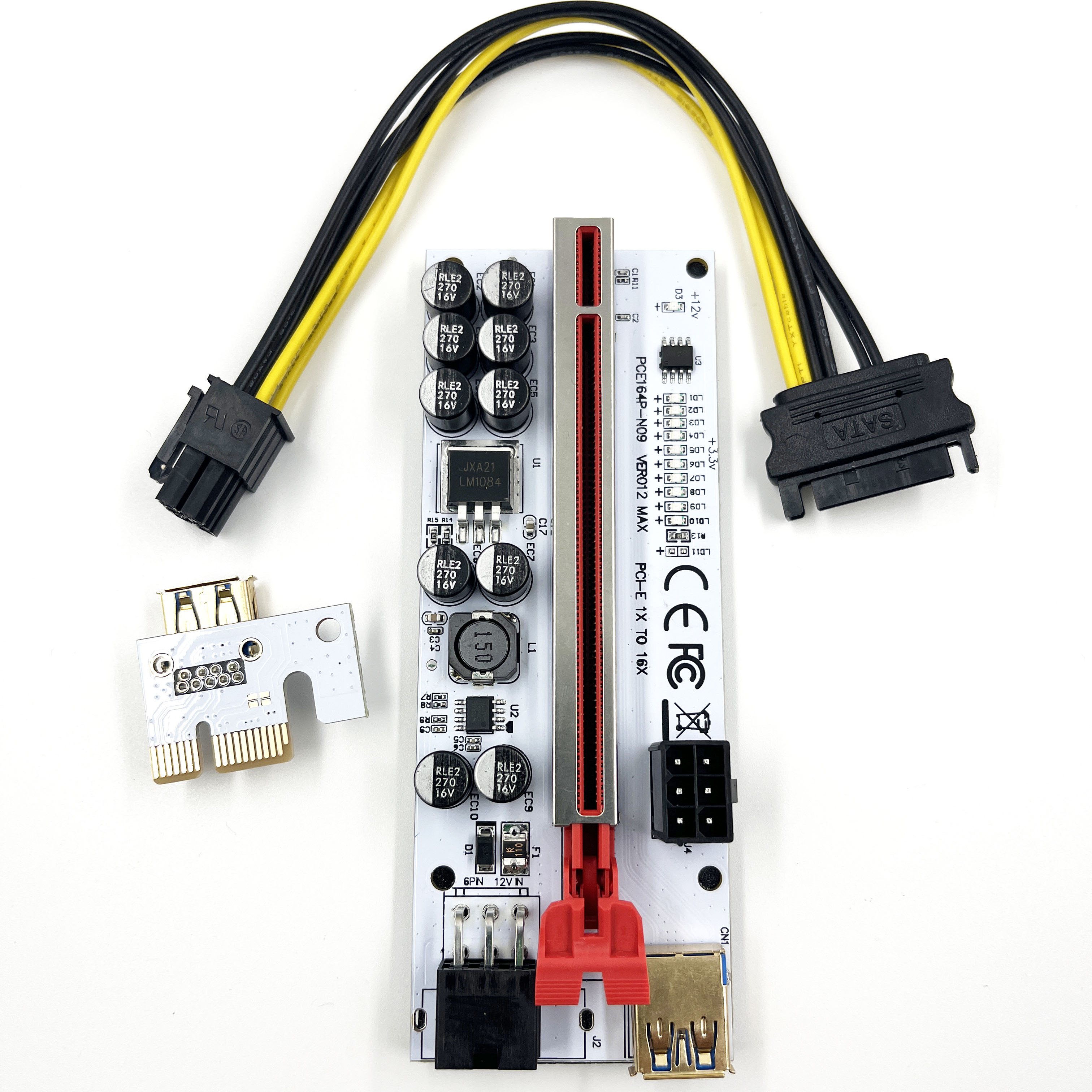 HOYATO совершенно новый PCI-E 1X до 16X Pcie Riser 10 светодиодных ламп VER 012 MAX Pcie Riser VER010