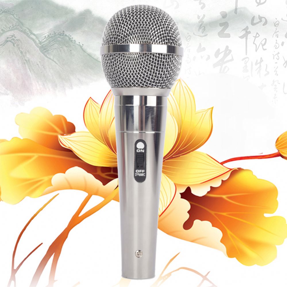KO-CIN 999A Portable Singing Cardioid Omni-directional Plastic Dynamic Karaoke Wired Microphone Handheld Mic Metal Sliver 120DB