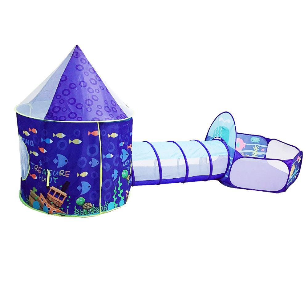3 шт., детская игровая палатка Ocean World, туннель и яма для мячей с баскетбольным обручем для мальчиков, девочек и малышей-игровой домик для помещений/улицы,