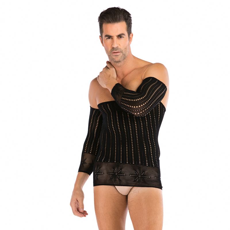 Sexy Man Unsex Silk Crotchless Bodystocking One Piece Open File Jumpsuit Bodystocking See Through Lace Lingerie