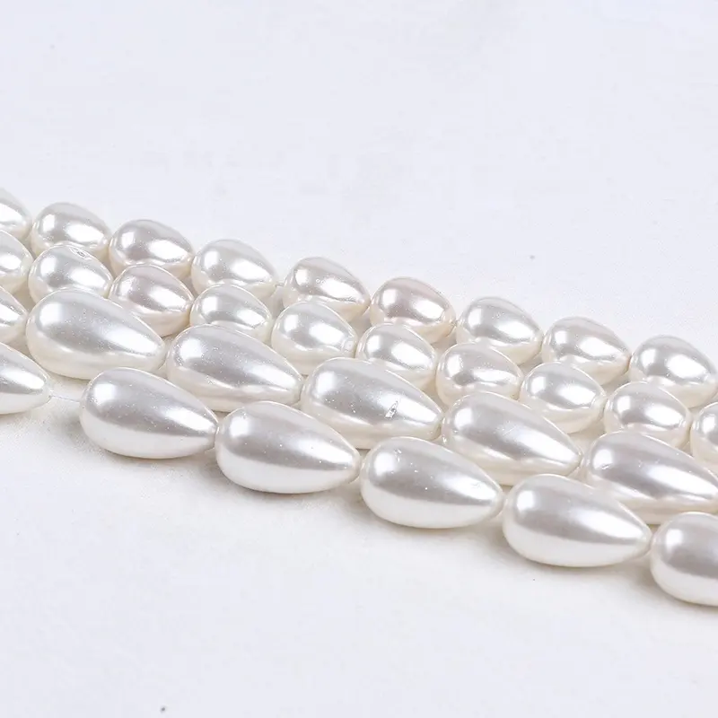 Wholesale 12*16mm/14*25mm natural white drop shape mother of pearl shell beads strand for DIY jewelry making