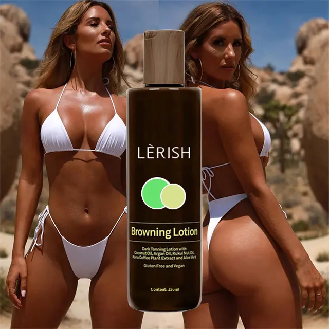 Оптовая продажа Oem/odm частная торговая марка LERISH, зеленый чай, глубокий темный крем-лосьон для самозагара, Солнцезащитный гель с витамином C