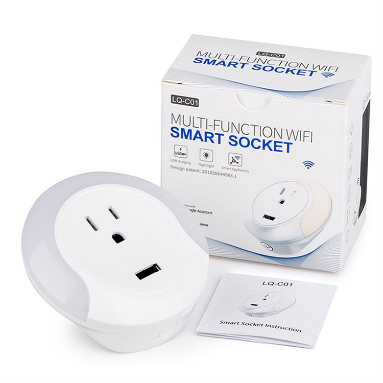 Новый дизайн, 10 А, 110 В, Одобрено CE, умная вилка Wi-Fi, американская розетка с USB-портом питания