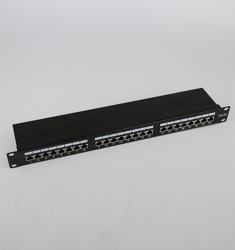 19 "1U 24 порта экранированный cat6a сетевой патч-панель Dual IDC, черный