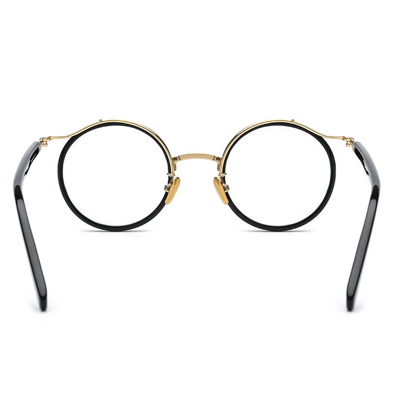 Full-rim unisex round shape titanium acetate optical glasses