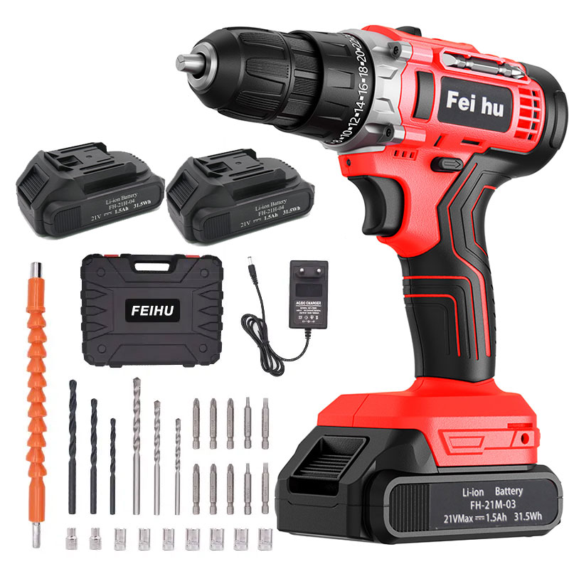 21V Cordless Drill Kit Battery Cordless Screwdriver Power Tool Screwdriver Making Machine Drilling Machines Electrical DIY 10MM