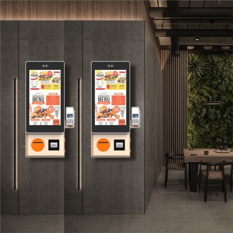 Fast Food 23.8 Inch Self Service Touch Screen Digital Restaurant Self Ordering Payment Kiosk