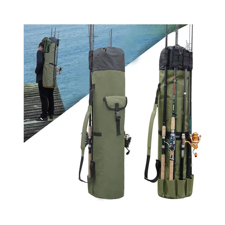Multi-function Portable Oxford Rod Carrier Waterproof Fishing Rod Reel Organizer Bag for 5 Poles