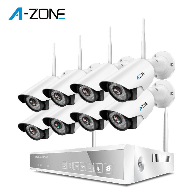 Оптовая продажа 720P 8Ch Wi-Fi ip-камеры системы 8 канальный беспроводной Nvr Kit