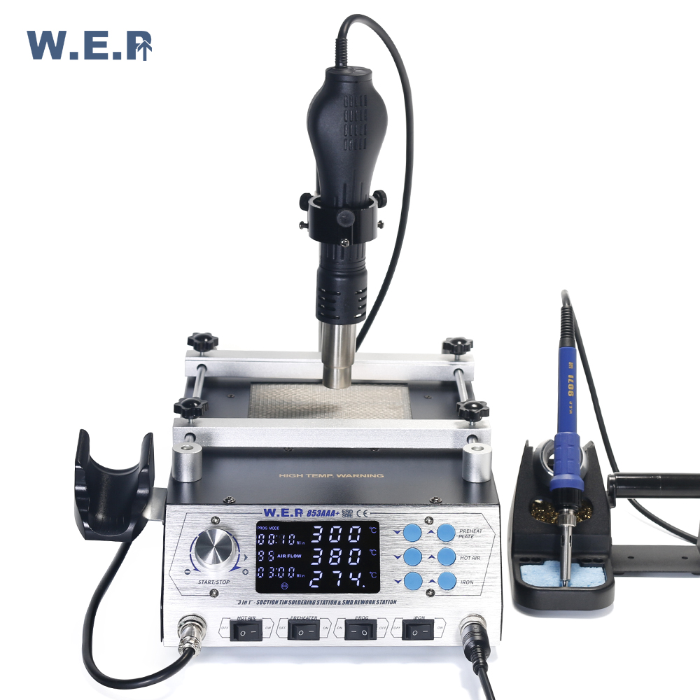 Цифровое сварочное оборудование WEP 853AAA + 3 в 1 для ESD пайки, паяльная станция для предварительного нагрева BGA