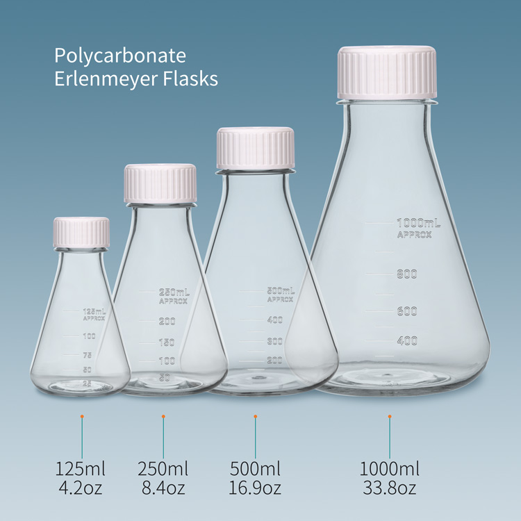 125 мл 250 мл 500 мл 1000 мл Поликарбонат Erlenmeyer фляги