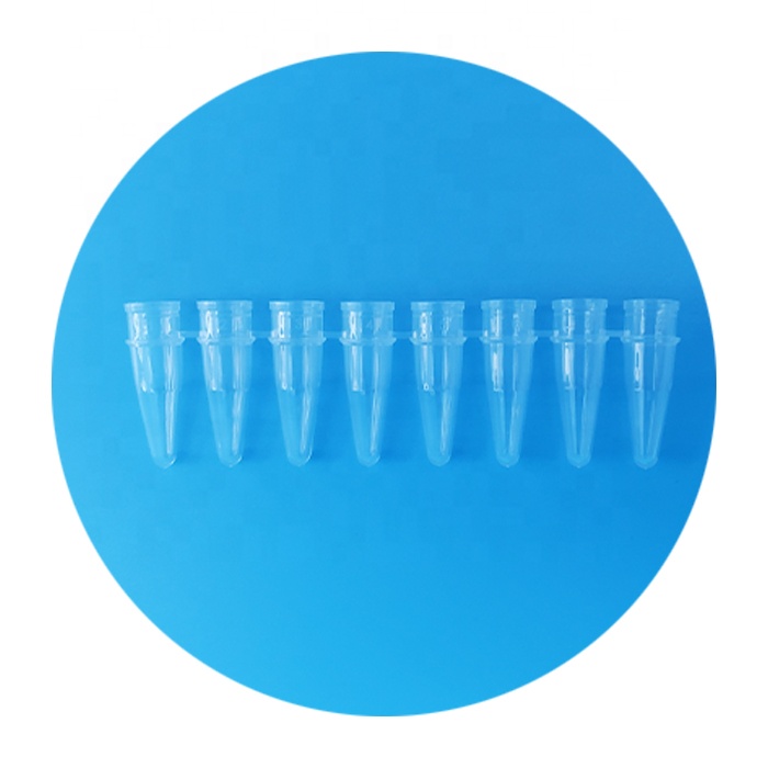 8 Strips Pcr Tube Laboratory Supplies Transparent plastic Tube with flat and domed cover 0.1 ml 0.2ml