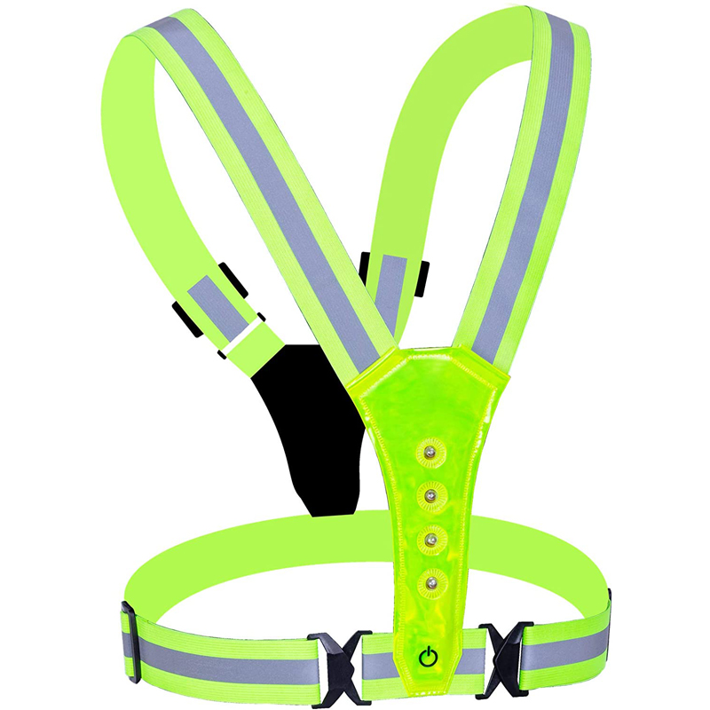 High reflection USB Rechargeable Lightweight 3 Modes Safety Vest LED Reflective Night Running Vest