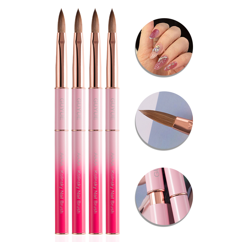 Pink Color Kolinsky Hair Nail Acrylic Brush