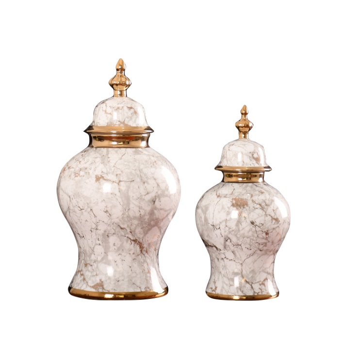 Fancy Unique Large Floor Marble Ceramic & Porcelain Vases With Lid For Flowers Decoration