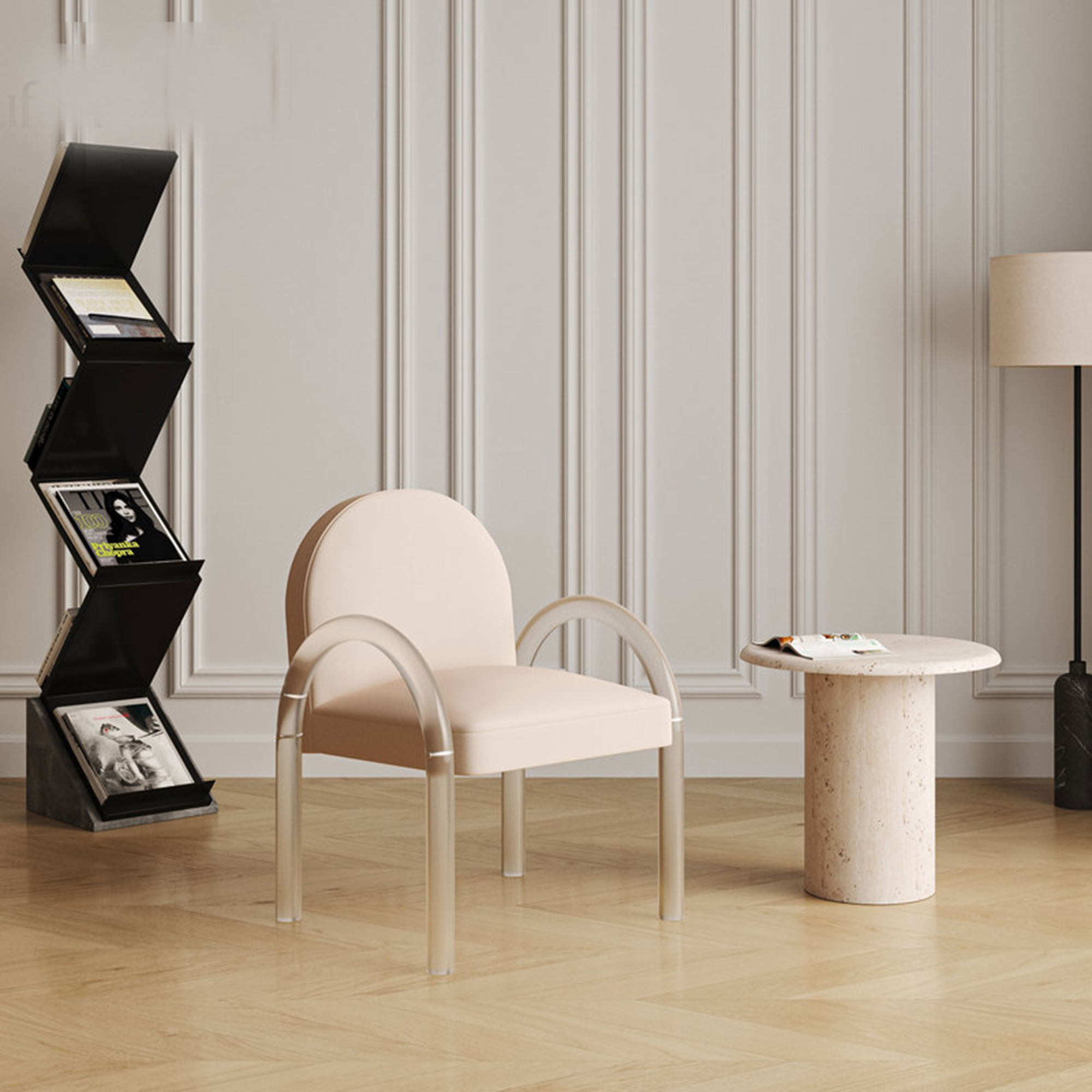 Crystal acrylic reacting dining chair designer single organic glass home B & B dressing chair