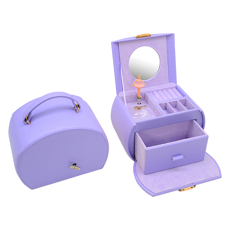 Wholesale Pu Leather Girls Portable Ballerina Necklace Custom Logo Jewelry Box Music