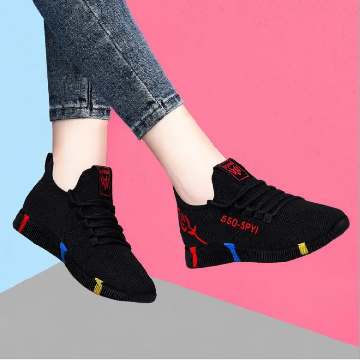 In Stock Factory Woman Cheap Breathable Custom Sock Walking Sports Shoes Ladies