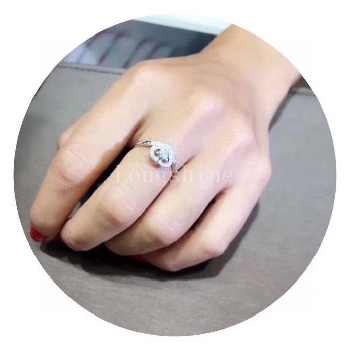 Longshine Fashion Design Hearth Shape Luxury Shining Diamond Setting White Color Women Ring
