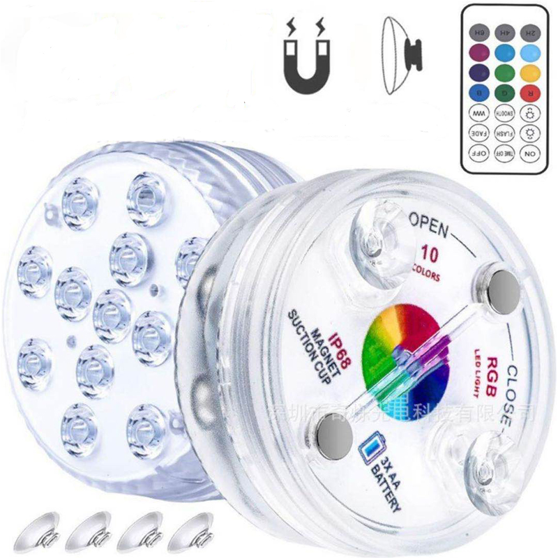 13LED RGB Дайвинг свет с присоской магнит сад Пруд аквариум для рыб бассейн батарейный отсек Ip68 водонепроницаемый LED свет 21KEY