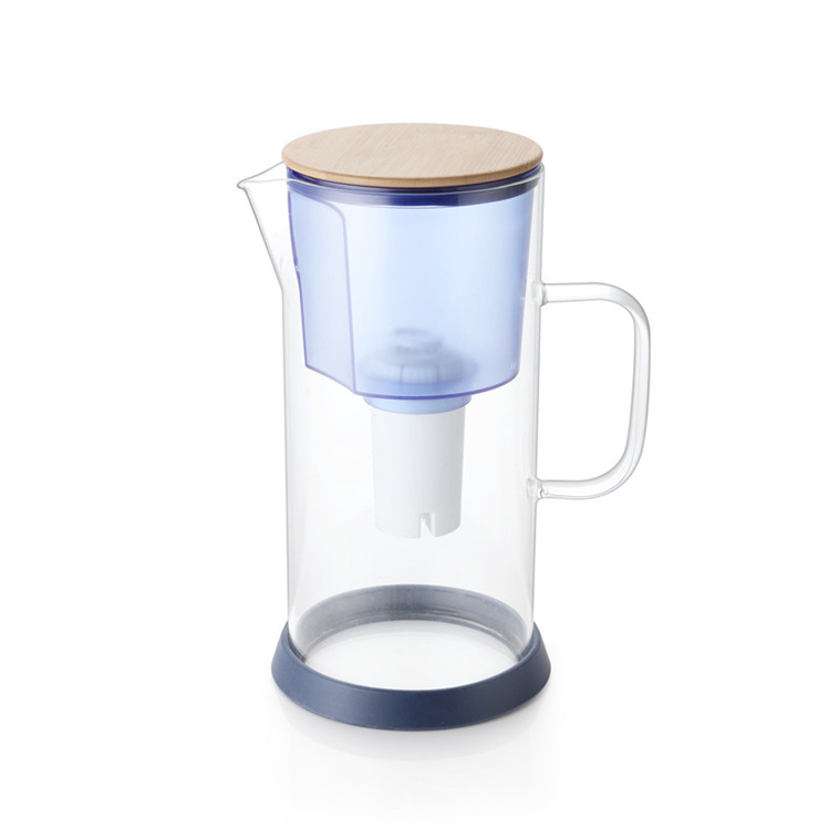 Glass Carafe Drinking Water Purifier Alkaline Water Filter Pitcher Jug with Handle Healthy Life 3.5L Bamboo Lid Ionizer Manual