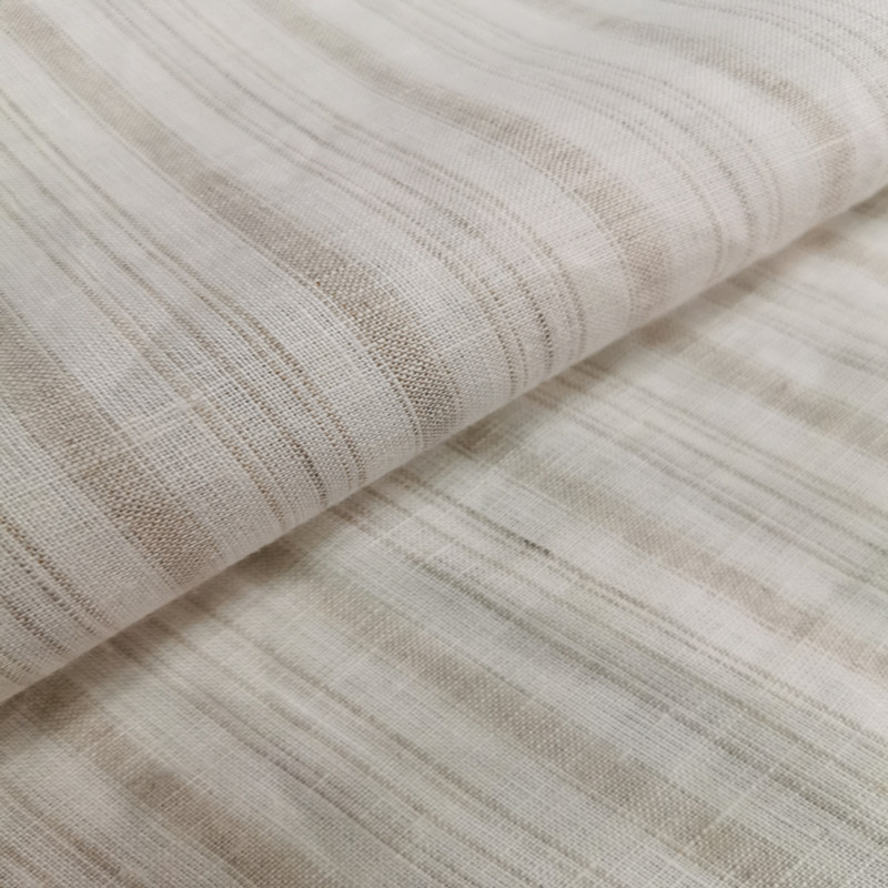 Wholesale Enzyme Washed Soft Linen Fabric ,Stripe Flax Linen Fabric
