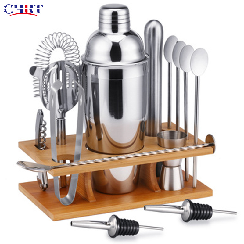 CHRT Amazon Bartender Kit And Bar Tool Set Promotional 304 Stainless Steel Jigger Electroplated Cocktail Shaker Making Set