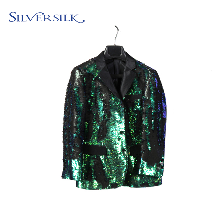 Korean fashion bling bling blazer fancy reversible sequins designed suits for men