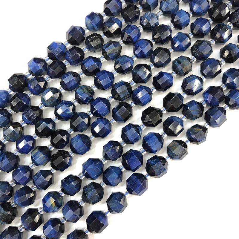 10mm Blue Tiger Double Pointed Raw Natural Crystal Stone Sapphire Beads