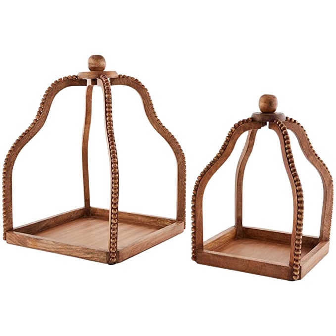 Natural wooden beaded candle lanterns