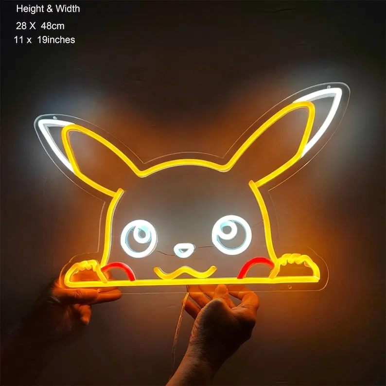 Neon Sign Led Light Custom Decoration Hand Crafted Wall Hangings Home Decor decor Pikachu  Gengar Squirtle Bulbasaur Charizard
