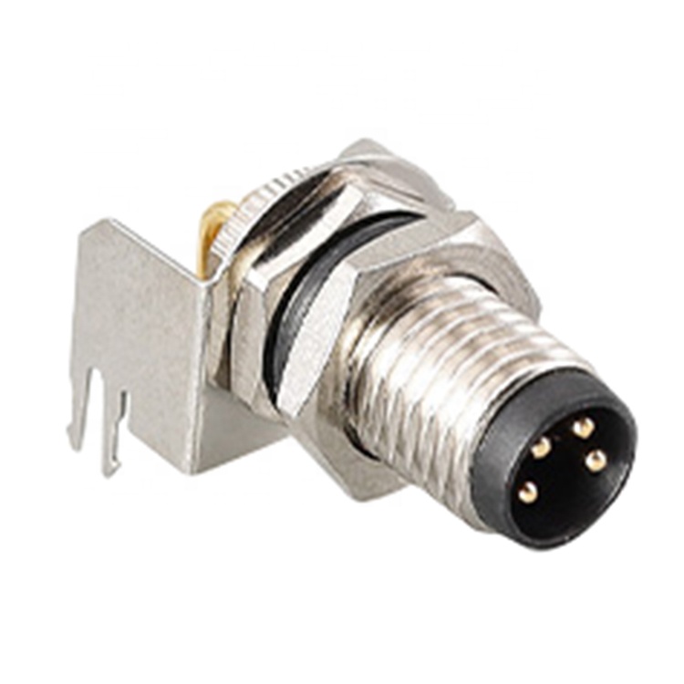 Waterproof Circular Automotive Electrical Male 4p 5p 6p 8p M8 Right Angle Connector For Industrial Automation