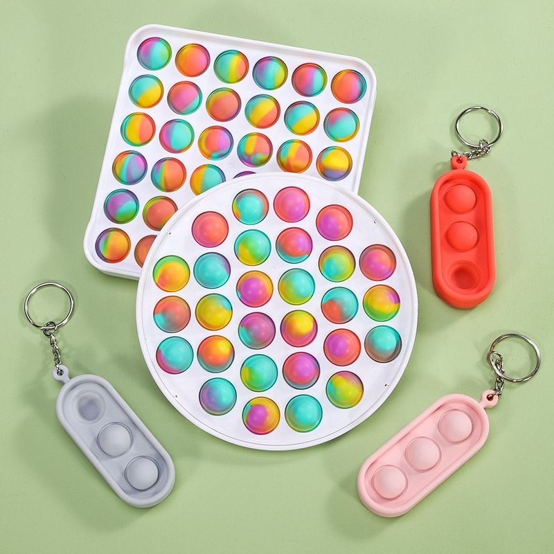 Kids Pops Silicone Acupressure Relieve Anxiety Sensory Bubble Toy Mini Rainbow Simple Dimple Pops Fidget Sensory Toys It