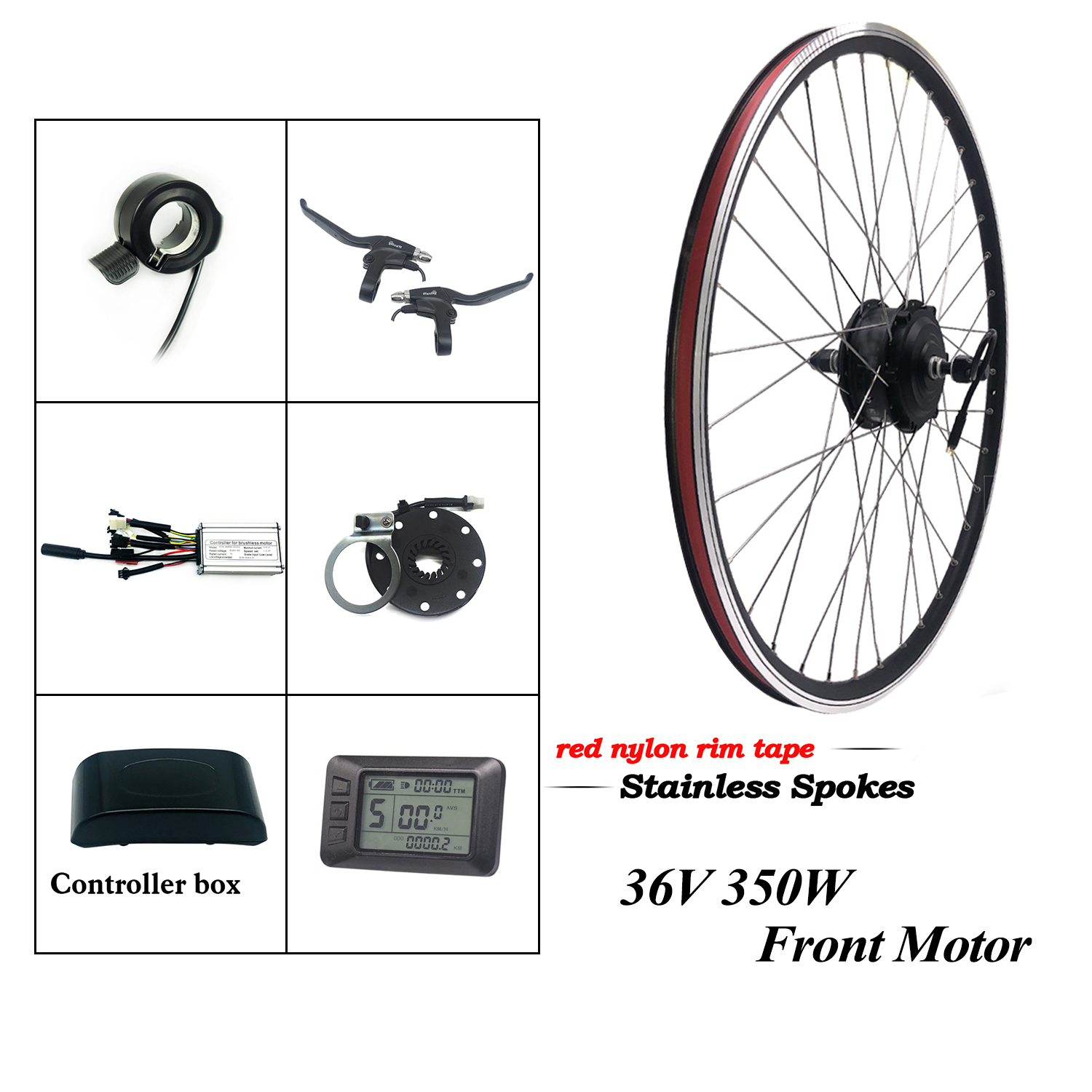 Greenpedel china 36v 350w 26 inch front wheel electric bike hub engine kit for electric bicycle