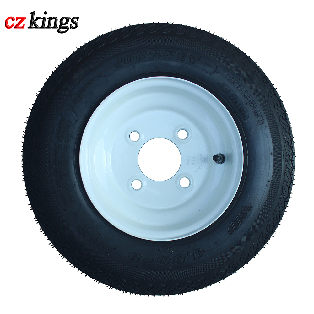 professional factory supplier 4.80-8 trailer tire with white coated steel wheel