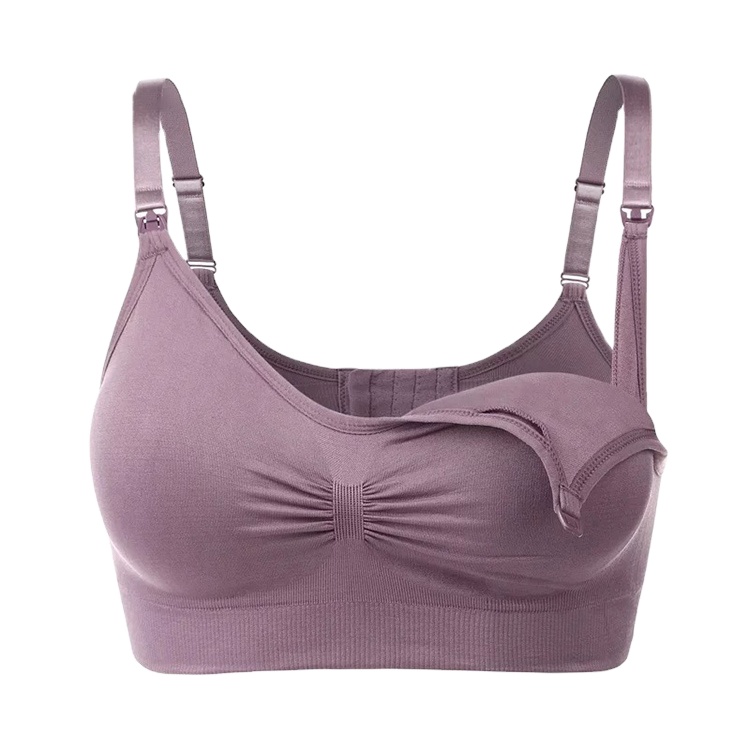 Wholesale 8 Colors Seamless Removable Padded Front Breast Feeding Botton Maternity Nursing Bra Mom Breastfeeding Bra