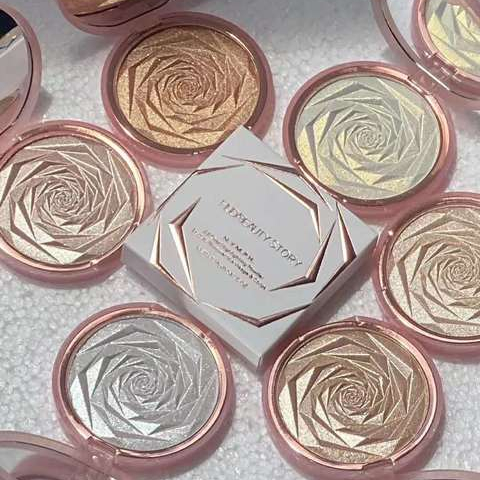 Rose flower translucent highlight powder ginger brightening powder cake fairy glitter highlight