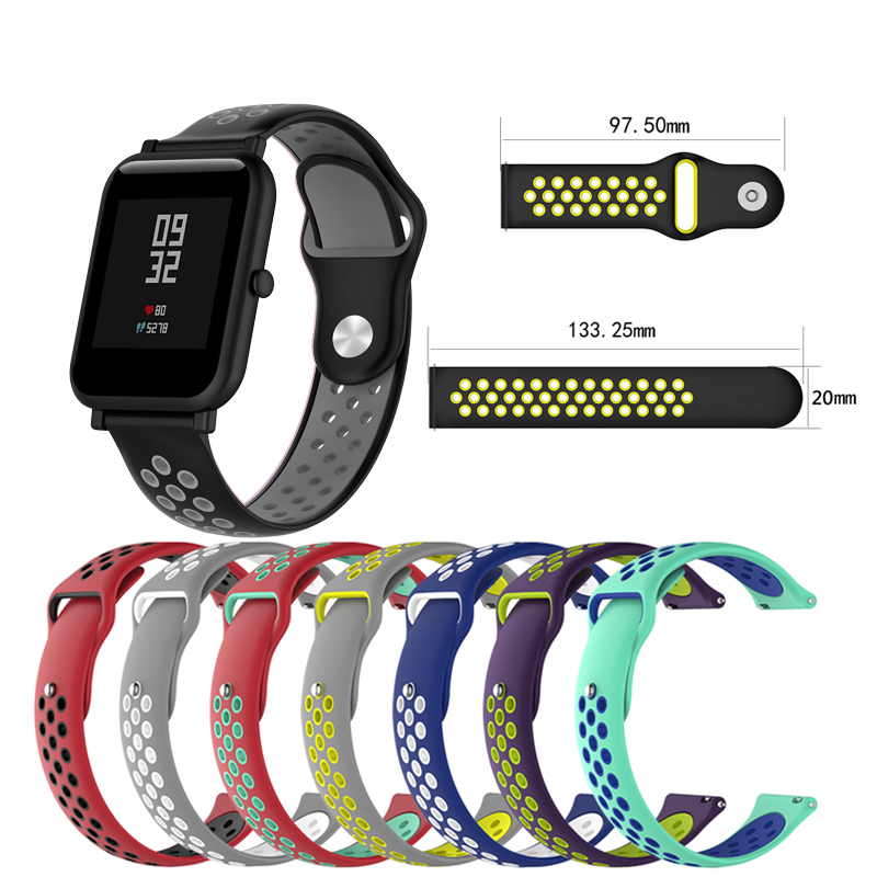 Ремешок силиконовый для Xiaomi Amazfit Bip, Аксессуары для смарт-браслета, 20 мм 22 мм