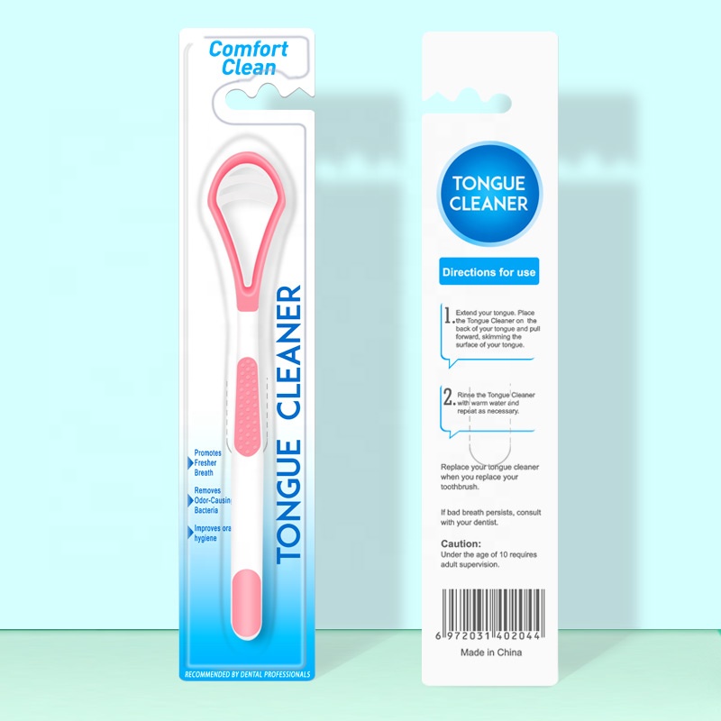Wholesale New Design Medical Grade Silicone Plastic Tongue Scraper Cleaner