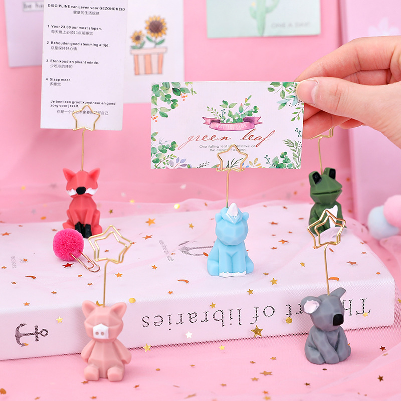 Cute animal cut surface metal memo photo holder