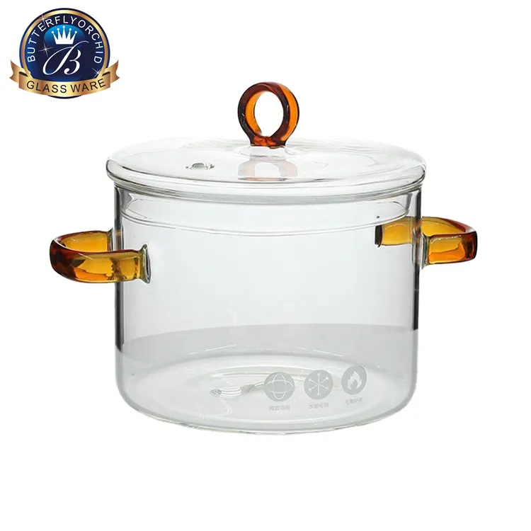 High quality crystal Hot Borosilicate 1670ml Transparent Clear Pyrex Glass Cooking Pot glass pot