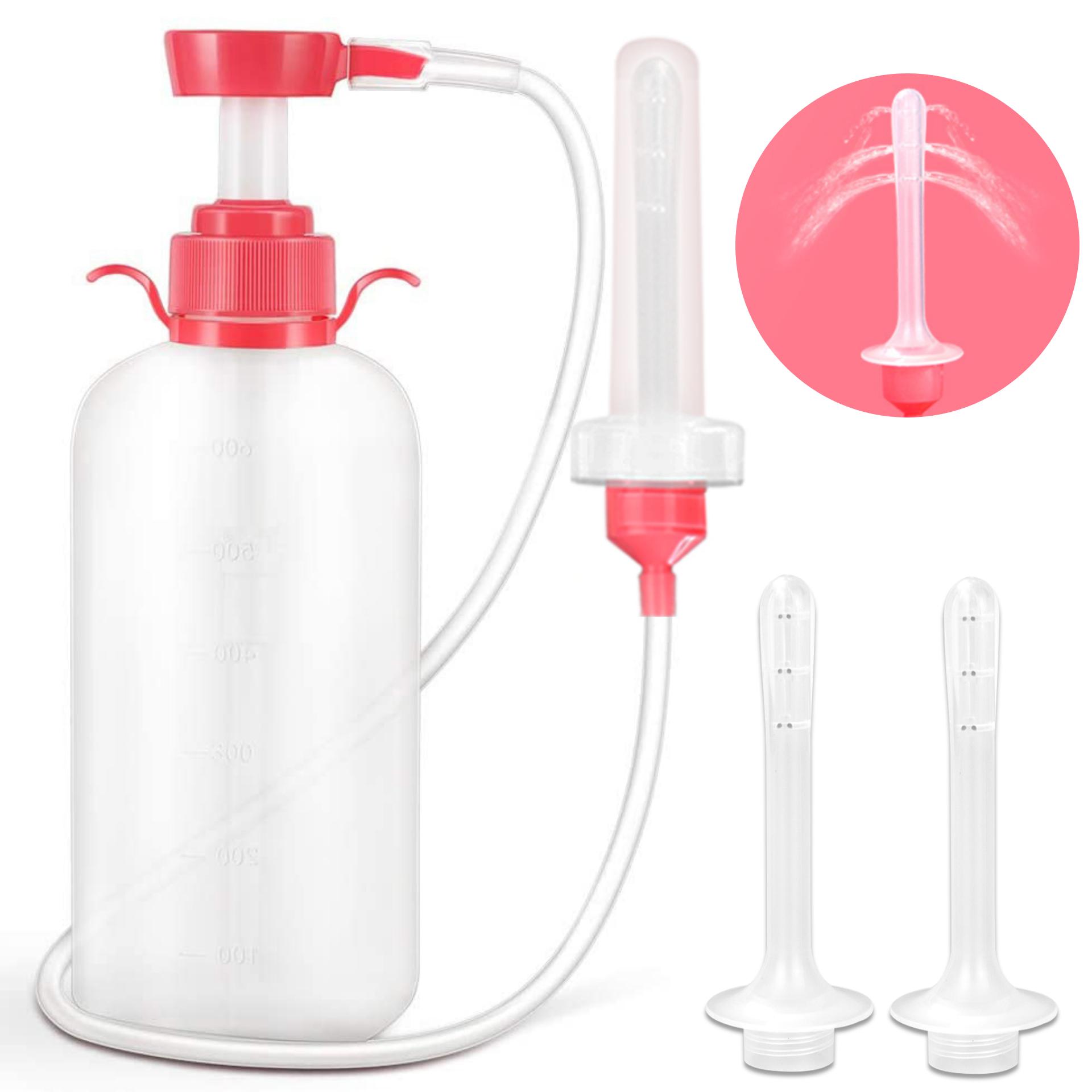 Vaginal Douche Cleaner - Anal Douche Vagina Cleaning Kit  Nozzle Tips - Reusable Manual Pressure Enemas for Women