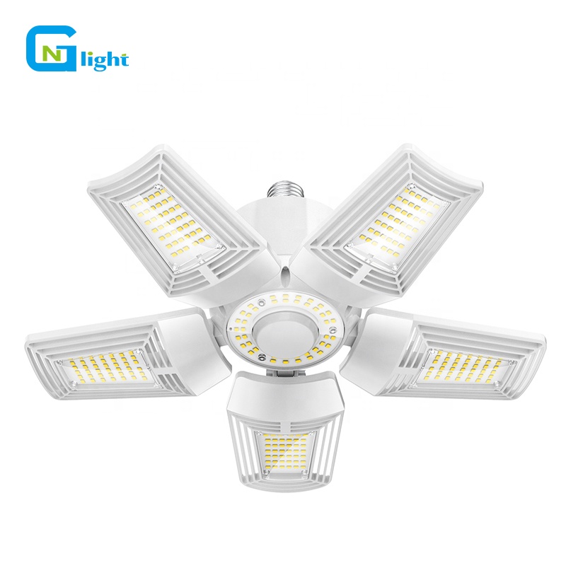 Deformable design ETL 5-leafs e26 e39 150watts led Garage Ceiling Light 120v 60w 80w 100w 125w LED High Bay Light for Basement