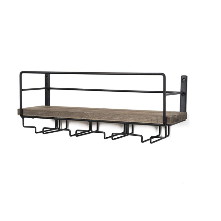 Metal Wine Wooden Shelf Professional Customize Wall Mounted Wooden Rack Home Decor
