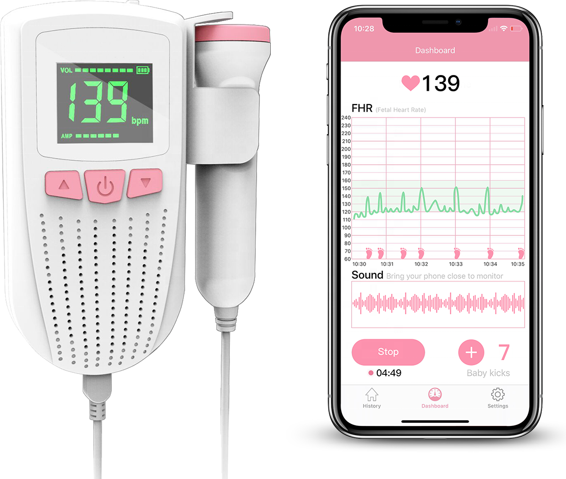 Высококачественный беспроводной монитор сердечного ритма Wellue Babytone, карманный фетальный Доплер