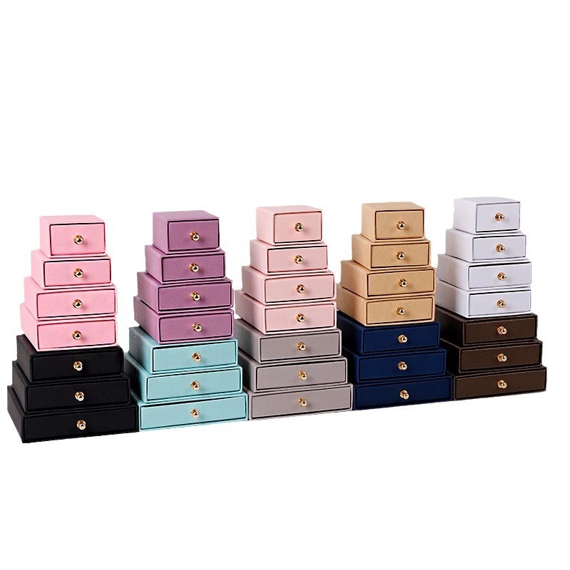 Wholesale Custom Logo Rigid Sliding Out Drawer Box Fancy Gift Box For Jewelry Accessory Storage Retail Box With Ribbon