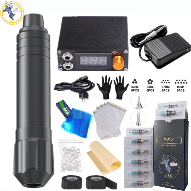 FEL Professional Tattoo Machine Tools Set Complete Tattoo Set Full Kits For Beginners