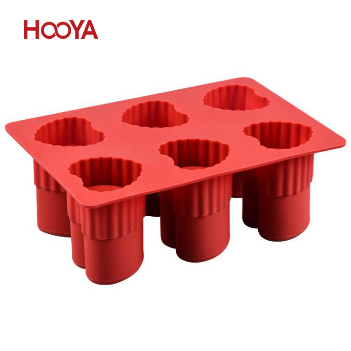 Food grade Silicone 6 Cavity Heart shaped Ice Cube Shot Glass Mold